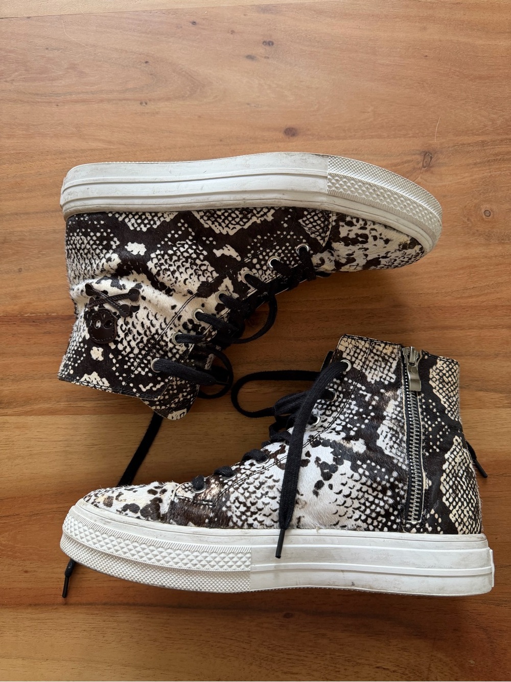 Scalpers | High-Top Snake Print Pony Sneakers